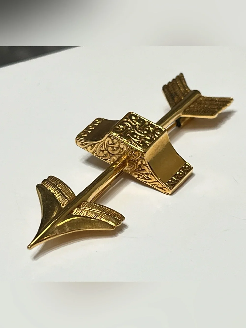 Signed AWR Designer Gold-tone Arrow Tie Bar/Pin